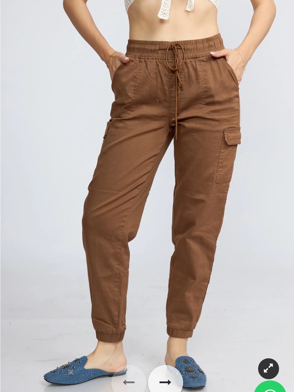 Telepatia Brown Drawstring Cargo Joggers - Women 7/28